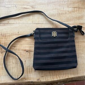 Tommy Hilfiger Black Striped Messenger Bag